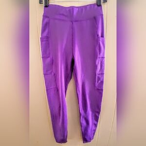 Pop Fit Purple High Waisted Athletic Leggings With Deep Side Pockets Size Small